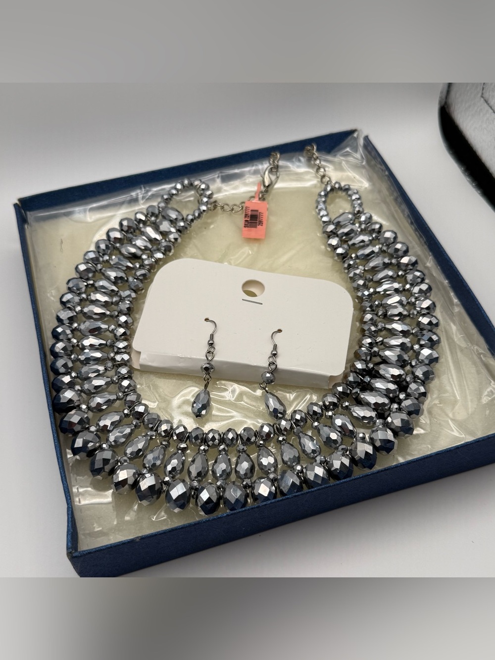 Hematite Crystal Beaded Necklace and Earring Set